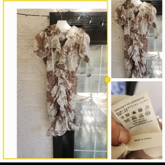 3.1 Phillip Lim Brown Combo Pleated Midi Dress - Picture 3 of 3